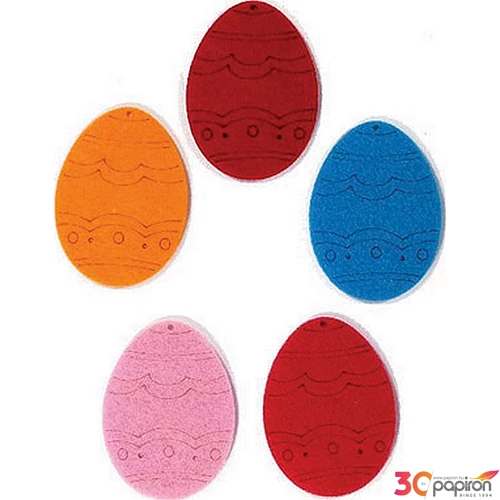 Filcfigura - tojás gravírozott kb. 6cm- 5db csomag