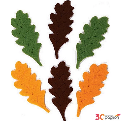 Filcfigura - tölgylevél kb. 7cm- 6db csomag őszi