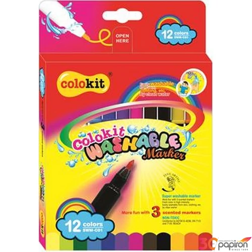 Filckészlet 12 COLOkiT Washable Markers kimosható 12színű készl Írószerek COLOKIT SWM-C01