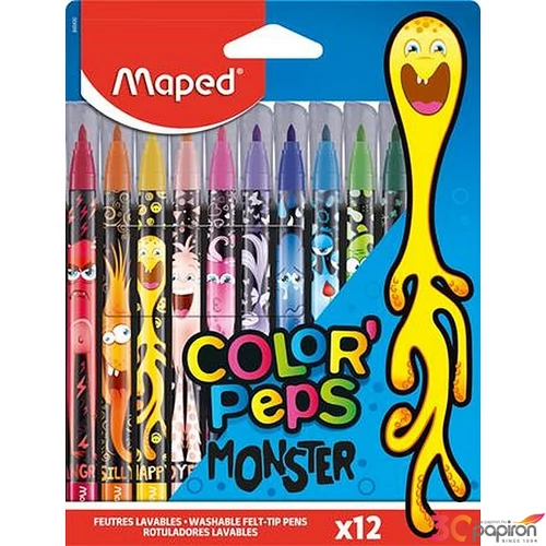 Filckészlet 12 Maped 2,8mm, kimosható, Color Peps Monster Filctollak
