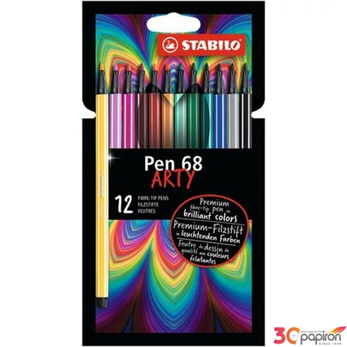 Filckészlet 12 Stabilo Pen 68 Arty 1mm-es 12színű készlet Írószerek STABILO 6812-1-20