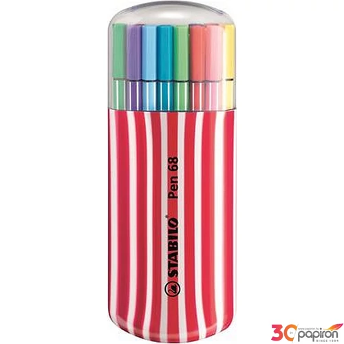 Filckészlet 20 Stabilo Pen 68 Zebrui 1mm-es 20színű, piros tok Írószerek STABILO 6820-02-1-5