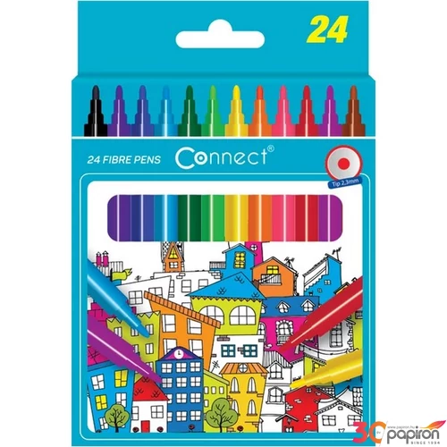 Filckészlet 24-es Connect kerek test, 24 klf. szín marker, filctoll, rostiron