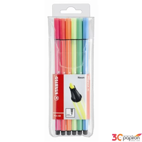 Filckészlet 6 Stabilo Pen 68 1mm-es 6db neon színű készlet Írószerek STABILO 6806-1