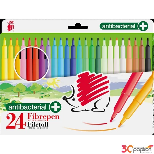 Filctoll ICO 300 24-as készlet 1mm antibakteriális Rainbow filckészlet marker, filctoll gyerekeknek