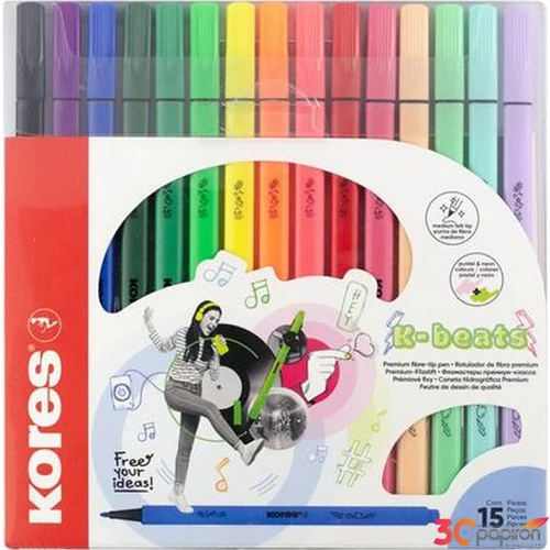 Filctoll készlet 15 Kores kimosható, K-beats, 15 különböző szín