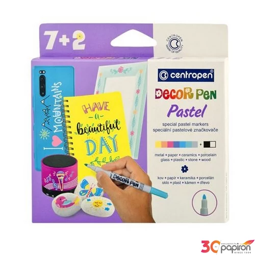 Filctoll készlet Centropen Decor pen 7+2 dekorációs készlet pasztell