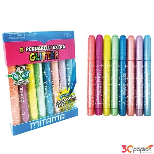 Filctoll 8 készlet csillámos Mitama Jumbo  5mm-es 62937 8 különböző szín