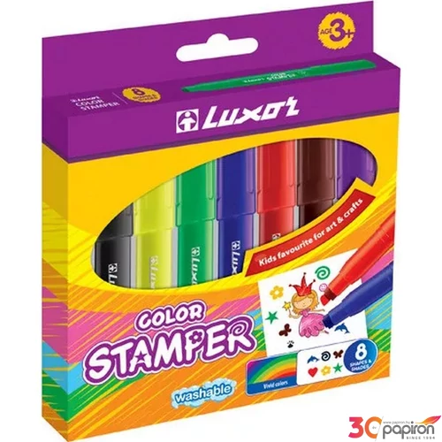 Filctoll készlet Luxor 8 nyomd 6db nyomdával ellátott filctoll készlet Medium Luxor Nyomdázós Filctoll Készlet