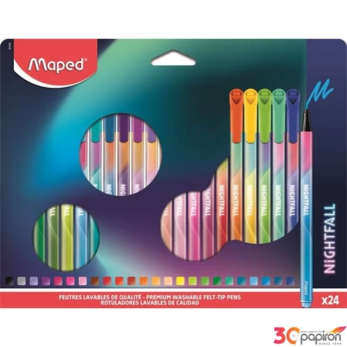 Filctoll készlet Maped 2,5mm, kimosható, Nightfall 24 különböző szín