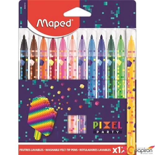 Filctoll készlet Maped 2,8mm, kimosható, Pixel Party 12 különböző szín