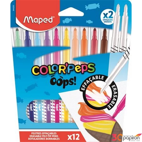 Filctoll készlet Maped 3,6mm, törölhető,Color`Peps Oops 10+2 különböző szín