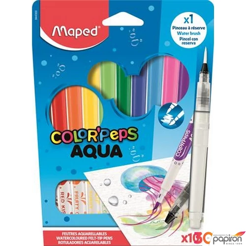 Filctoll készlet Maped Akvarell 3,6mm, ecsettel Color`Peps Aqua, 10 különböző szín