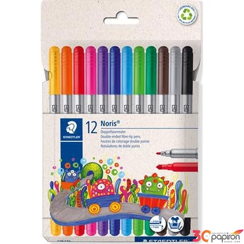 Filctoll készlet Staedtler 1-3 mm, kétvégű, kimosható, Noris 320 12 különböző szín