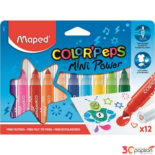 Filckészlet 12 Maped ColorPeps Mini Jumbo 6,5mm kimosható 12db Írószerek MAPED 846612