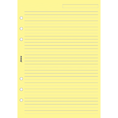 Filofax határidőnapló pótlap Jegyzetlapok vonalas sárga papír Mini kalendárium naptárbetét