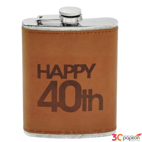 Flaska 8oz acél 40 barna bőrhatású