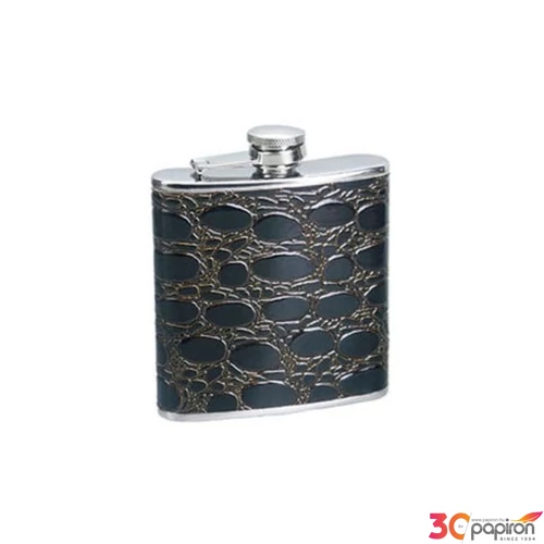 Flaska bőrös 6oz, 4oz Műbőr bevonat világos barna szín