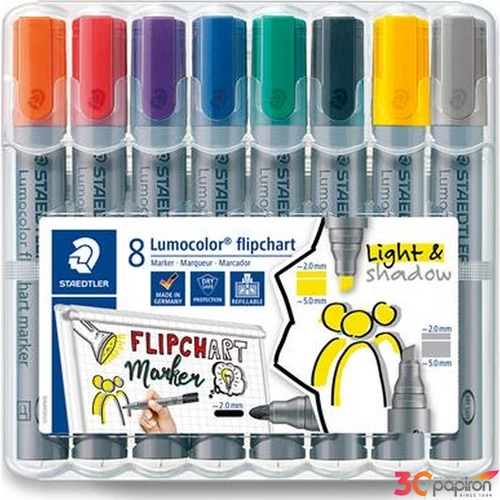 Flipchart marker 8 Staedtler 2-5mm, vágott Lumocolor 356 TS356SWP7