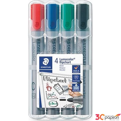 Flipchart marker Staedtler Lumocolor 356' 2mm kerek hegyű 4színű Írószerek STAEDTLER 356 WP4