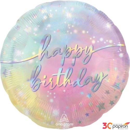 Fólai lufi 8"/45cm, gömb alakú, HB hologramos, csil