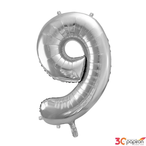 Fólia lufi 9. szám 86 cm, ezüst, tasakban