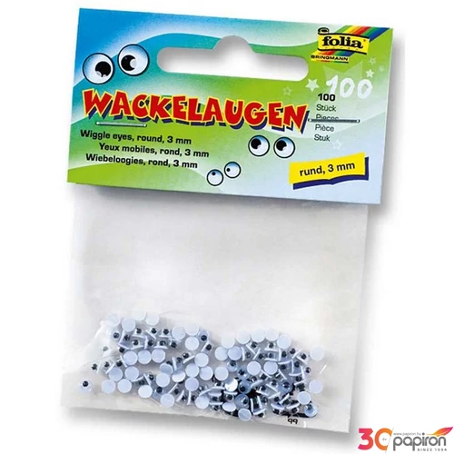 Folia mozgó szemek kerek 3mm 100db