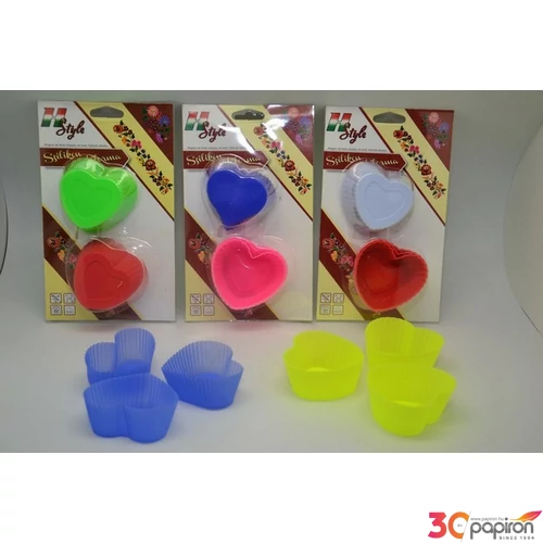 Szilikon muffin sütőforma Szív alakú, 6db-os
