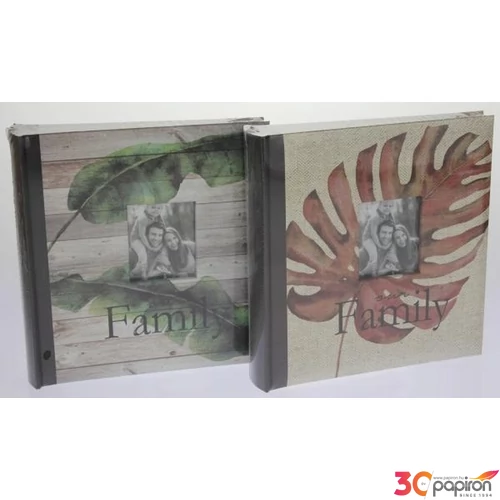 Fotoalbum 10x15cm/200kép férőhely,ablakos zsebes barna levél mintás [5999047400087]KD46200MA LEAF01