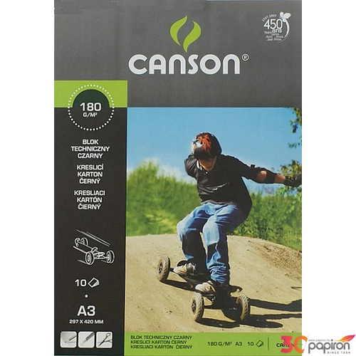 Fotókarton blokk A3 fekete Canson papír rajzlap "10 ív; 180 g/m2 (Gördeszkás)"