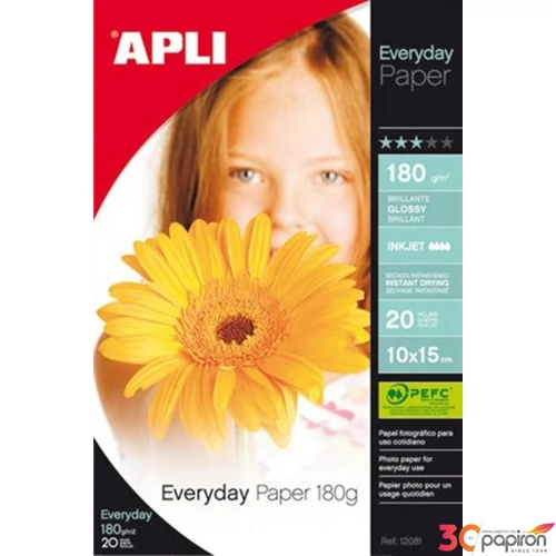 Fotópapír A4 180gr Apli Everyday tintasugaras fényes 20ív/csom