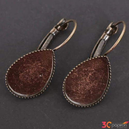 Fülbevaló alap Csepp antik réz szín 13 x 18 mm 6 db/csomag