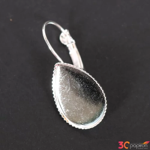 Fülbevaló alap Csepp ezüst szín 13 x 18 mm 6 db/csomag