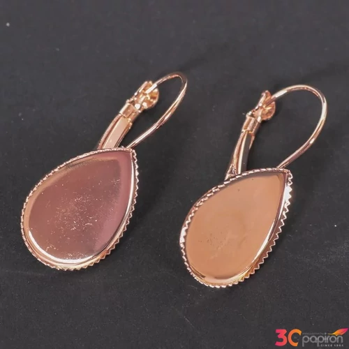 Fülbevaló alap Csepp rózsa arany szín 13 x 18 mm 6 db/csomag