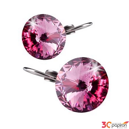 Fülbevaló francia kapcsos rózsaszín SWAROVSKI® kristállyal 12mm ART CRYSTELLA®