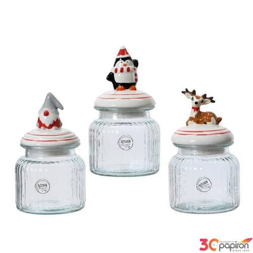 Fűszertartó karácsonyi 24' üveg, 3 féle Só+borsszórószett Porcelán 20cm sdkae