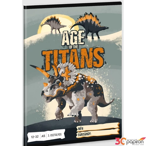 Füzet 12-32 A5 vonalas Ars Una Age of the Titans (5261) 23 dínó 53602619 3.osztályos prémium minőségű fü