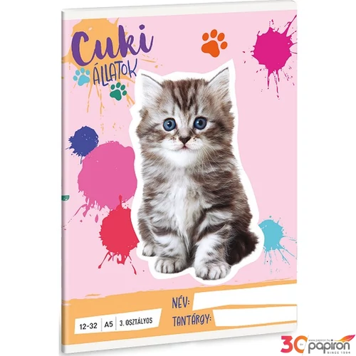 Füzet 12-32 A5 Vonalas Ars Una Cuki-Perzsa Cica (5498) 25 53603494 3.osztályos prémium minőségű fü