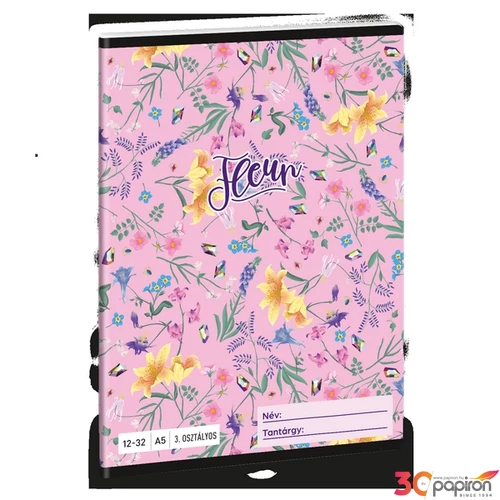 Füzet 12-32 A5 vonalas Ars Una Fleur (5366) 24 virág 53603494 3.osztályos prémium minőségű fü