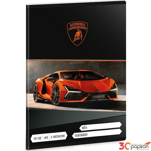 Füzet 12-32 A5 Vonalas Ars Una Lamborghini (5446) 25 53603494 3.osztályos prémium minőségű fü