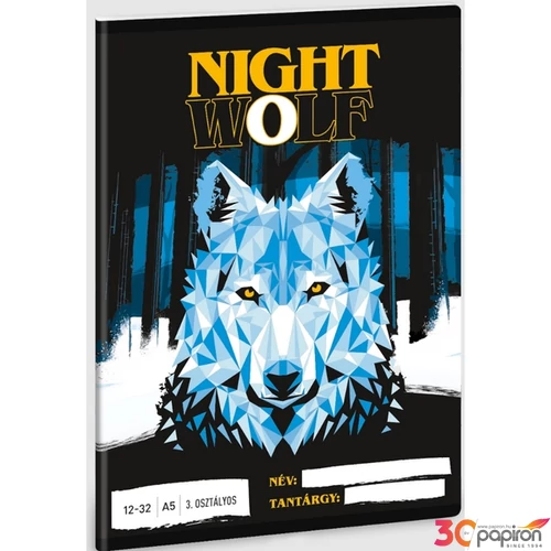 Füzet 12-32 A5 vonalas Ars Una Nightwolf Farkas (5257) 23 53603494 3.osztályos prémium minőségű fü