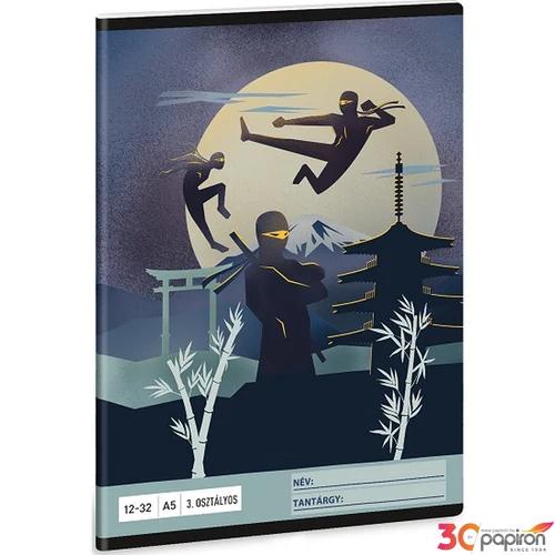 Füzet 12-32 A5 Vonalas Ars Una Ninjas In The Dark (5457) 25 53603494 3.osztályos prémium minőségű fü