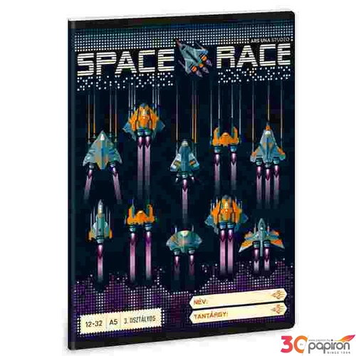 Füzet 12-32 A5 vonalas Ars Una Space Race (5143) 22 53603494 3.osztályos prémium minőségű fü