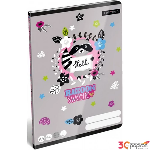 Füzet 12-32 A5 vonalas Lizzy Lollipop-Raccoon Sweetie 21' 3.osztályos füzet