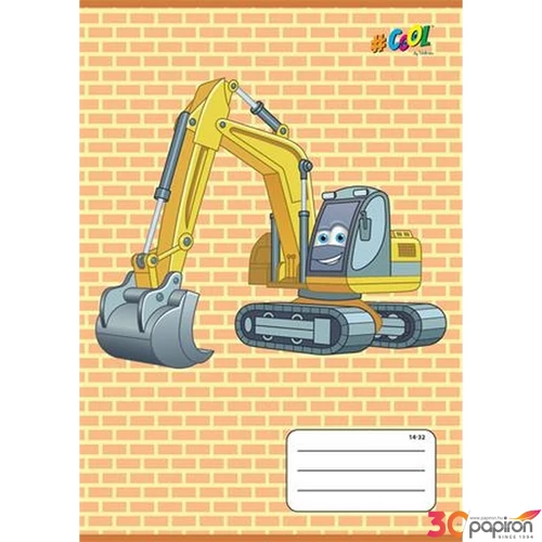 Füzet 14-32 A5 vonalas 1. osztály, COOL BY VICTORIA, Excavator 1. osztályos füzet