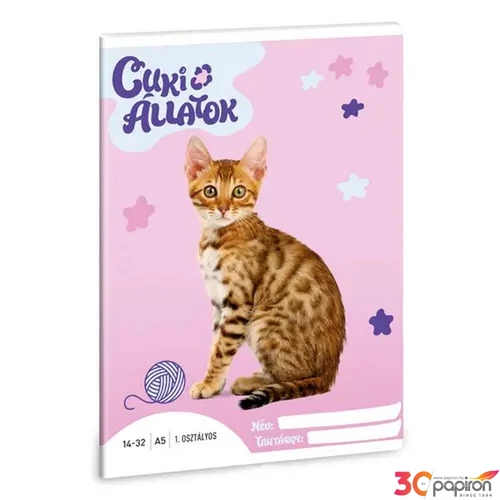 Füzet 14-32 A5 vonalas Ars Una Cuki-Bengáli macska (5425) 24 53583499 1.osztályos füzet prémium minős