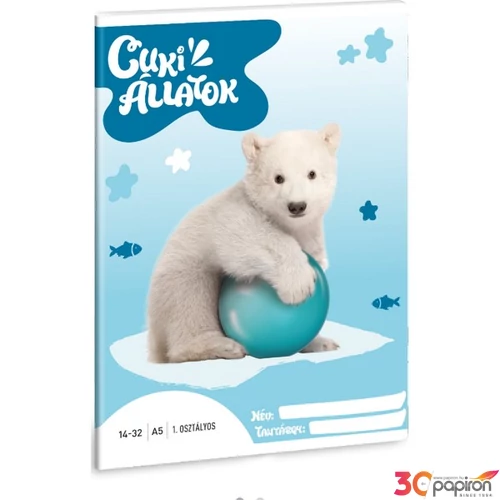 Füzet 14-32 A5 vonalas Ars Una Cuki-Jegesmedve (5427) 24 53583499 1.osztályos füzet prémium minős