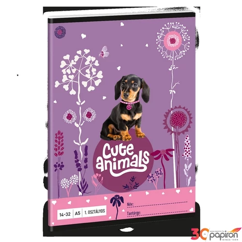 Füzet 14-32 A5 vonalas Ars Una Cute Animals-puppy (5369) 24 TACSKÓ 53583499 1.osztályos füzet prémium minős