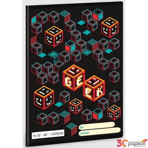Füzet 14-32 A5 vonalas Ars Una Geek (5256) 23 kocka 53583499 1.osztályos füzet prémium minős