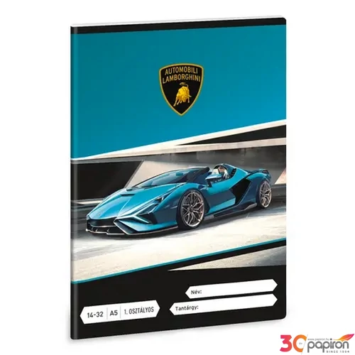 Füzet 14-32 A5 vonalas Ars Una Lamborghini (5336) 24 autó 53583499 1.osztályos füzet prémium minős